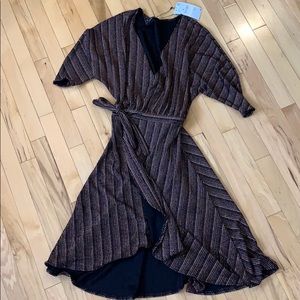 COPY - Zara wrap black dress with rose gold strip…